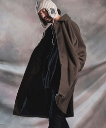 mj11786-Wool Sliver × Shaggy Panel Soutien Collar Coat ステンカラーコート(AG07-013acg)