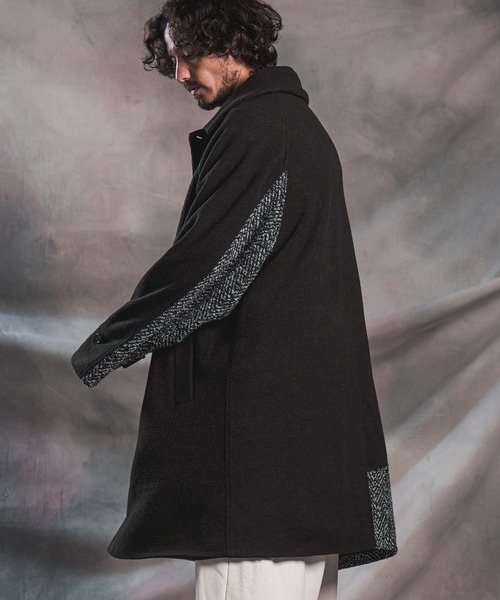 ANGENEHM（アンゲネーム）の「mj11786-Wool Sliver × Shaggy Panel Soutien Collar Coat ステンカラーコート(AG07-013acg)（ステンカラーコート・メンズ・ブラウン/チャコール/ブラック・S/M/L）」の6枚目の写真