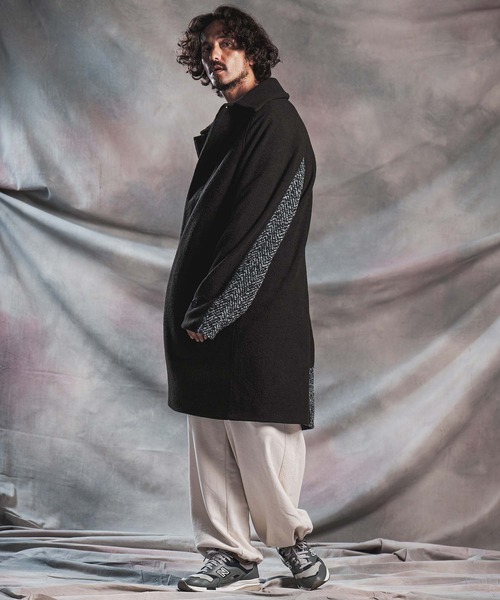 ANGENEHM（アンゲネーム）の「mj11786-Wool Sliver × Shaggy Panel Soutien Collar Coat ステンカラーコート(AG07-013acg)（ステンカラーコート・メンズ・ブラウン/チャコール/ブラック・S/M/L）」の7枚目の写真