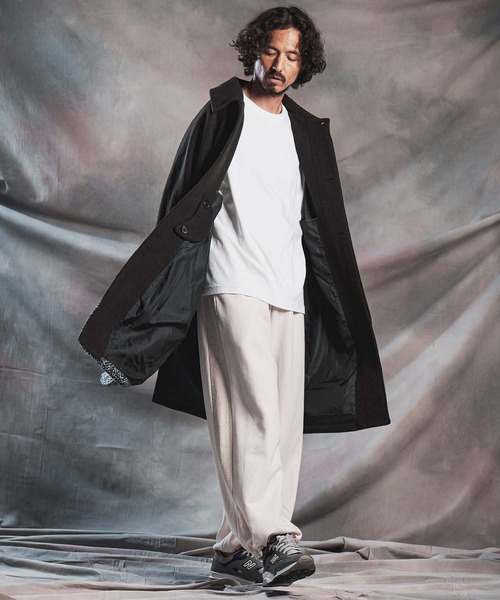 ANGENEHM（アンゲネーム）の「mj11786-Wool Sliver × Shaggy Panel Soutien Collar Coat ステンカラーコート(AG07-013acg)（ステンカラーコート・メンズ・ブラウン/チャコール/ブラック・S/M/L）」の9枚目の写真