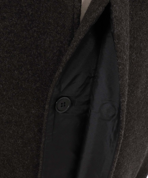 ANGENEHM（アンゲネーム）の「mj11786-Wool Sliver × Shaggy Panel Soutien Collar Coat ステンカラーコート(AG07-013acg)（ステンカラーコート・メンズ・ブラウン/チャコール/ブラック・S/M/L）」の16枚目の写真