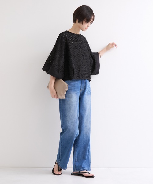 le cercle ADAM ET ROPE'(ルセルクルアダムエロペ)の「袖切り替えジャガードブラウス(シャツ/ブラウス・レディース・オフホワイト/パープル/ブラック・FREE)」の5枚目の写真