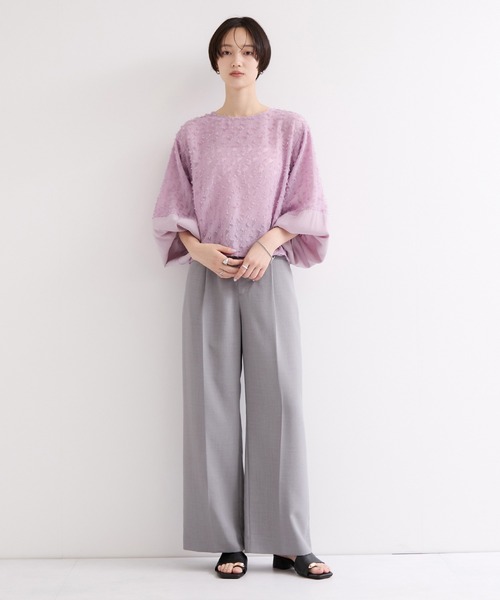 le cercle ADAM ET ROPE'(ルセルクルアダムエロペ)の「袖切り替えジャガードブラウス(シャツ/ブラウス・レディース・オフホワイト/パープル/ブラック・FREE)」の8枚目の写真