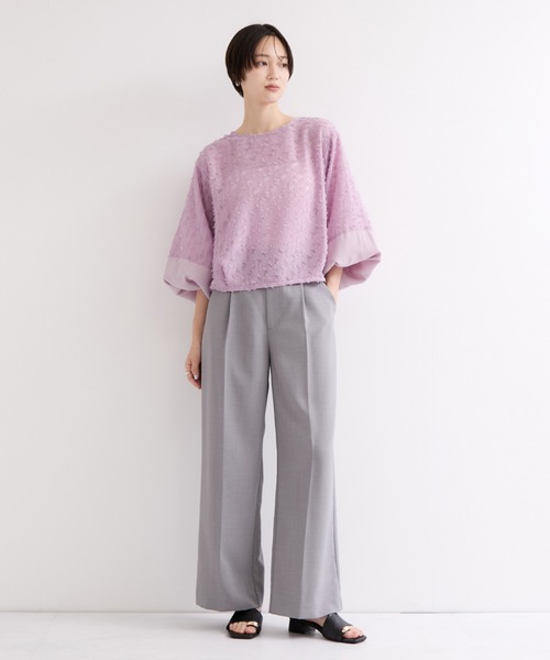 le cercle ADAM ET ROPE'(ルセルクルアダムエロペ)の「袖切り替えジャガードブラウス(シャツ/ブラウス・レディース・オフホワイト/パープル/ブラック・FREE)」の9枚目の写真