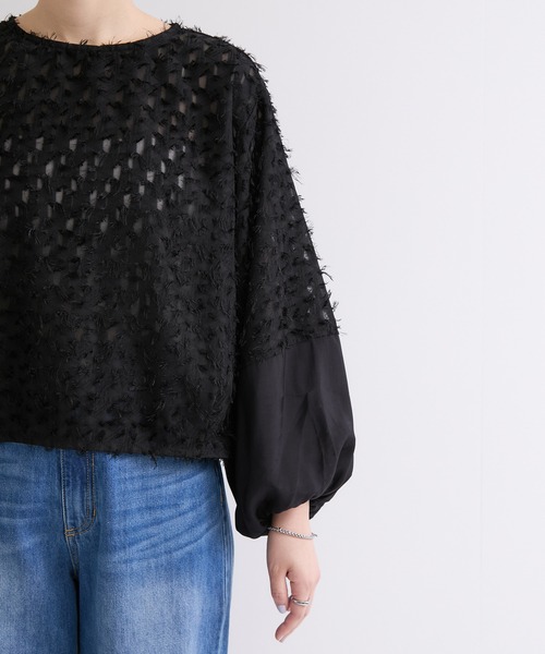 le cercle ADAM ET ROPE'(ルセルクルアダムエロペ)の「袖切り替えジャガードブラウス(シャツ/ブラウス・レディース・オフホワイト/パープル/ブラック・FREE)」の19枚目の写真