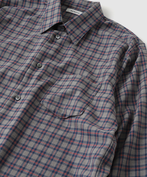 MATSUFUJI(マツフジ)の「MATSUFUJI / マツフジ VINTAGE FABRIC UTILITY SHIRT(シャツ/ブラウス・メンズ・チャコールグレー・3/2)」の3枚目の写真