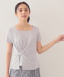 index | 【接触冷感／UVケア】スクエアネックリボントップス《洗濯機OK》(Tシャツ/カットソー)