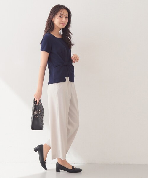 index(インデックス)の「【接触冷感/UVケア】スクエアネックリボントップス《洗濯機OK》(Tシャツ/カットソー・レディース・ネイビー系5/サックスブルー系5/ベージュ系その他2/オフホワイト・36/38/40/42)」の10枚目の写真