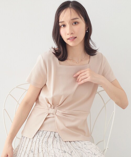 index(インデックス)の「【接触冷感/UVケア】スクエアネックリボントップス《洗濯機OK》(Tシャツ/カットソー・レディース・ネイビー系5/サックスブルー系5/ベージュ系その他2/オフホワイト・36/38/40/42)」の12枚目の写真