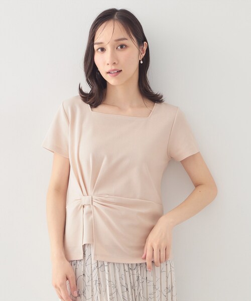 index(インデックス)の「【接触冷感/UVケア】スクエアネックリボントップス《洗濯機OK》(Tシャツ/カットソー・レディース・ネイビー系5/サックスブルー系5/ベージュ系その他2/オフホワイト・36/38/40/42)」の16枚目の写真