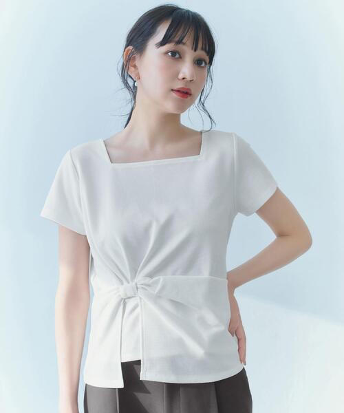 index(インデックス)の「【接触冷感/UVケア】スクエアネックリボントップス《洗濯機OK》(Tシャツ/カットソー・レディース・ネイビー系5/サックスブルー系5/ベージュ系その他2/オフホワイト・36/38/40/42)」の22枚目の写真