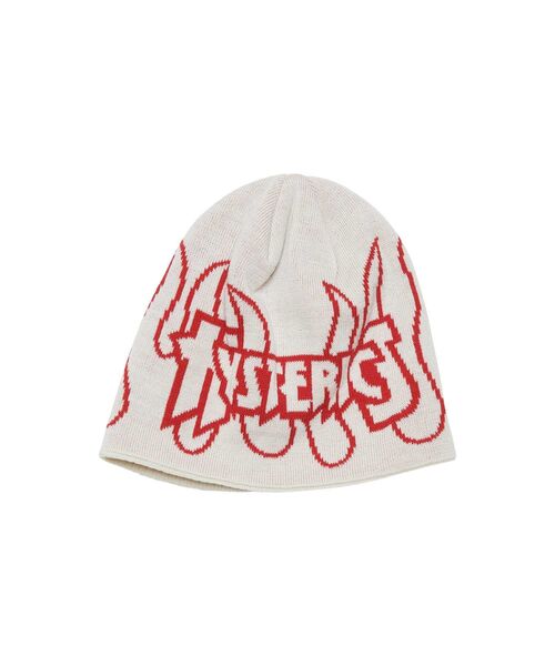 HYSTERIC GLAMOUR(ヒステリックグラマー)の「FIRE HYSTERIC ビーニー(ニットキャップ/ビーニー・メンズ・イエロー/ブラック/ホワイト・FREE)」の2枚目の写真
