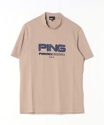 ピン PING アップリケ半袖ハイネックシャツ