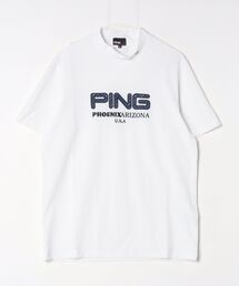 ピン PING アップリケ半袖ハイネックシャツ