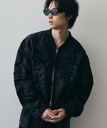 Shoowtime（ショウタイム）の「Shirring Gather Studded Short MA-1 Blouson / シャーリングギャザースタッツショートMA-1ブルゾン（MA-1）」