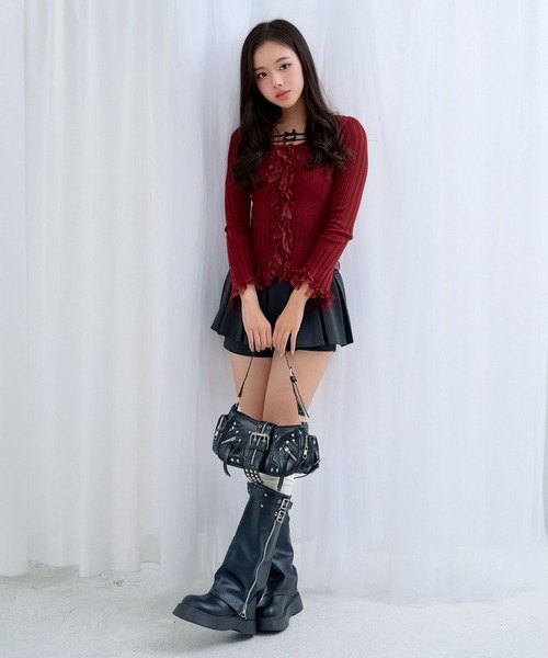 Diable baiser(ディアブルベーゼ)の「厚底ジップカバーロングブーツ(ブーツ・レディース・ブラック・24cm/23cm)」の7枚目の写真