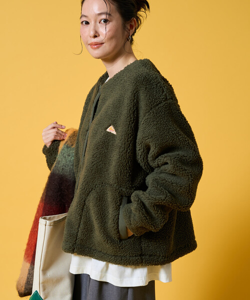 FREAK'S STORE(フリークスストア)の「限定展開 KELTY × FREAK'S STORE/ケルティ 別注 ボア スナップ ボタン カーディガン(その他アウター・レディース・ブラック/ナチュラル/オリーブ・フリ-)」の7枚目の写真