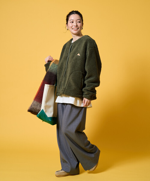 FREAK'S STORE(フリークスストア)の「限定展開 KELTY × FREAK'S STORE/ケルティ 別注 ボア スナップ ボタン カーディガン(その他アウター・レディース・ブラック/ナチュラル/オリーブ・フリ-)」の8枚目の写真