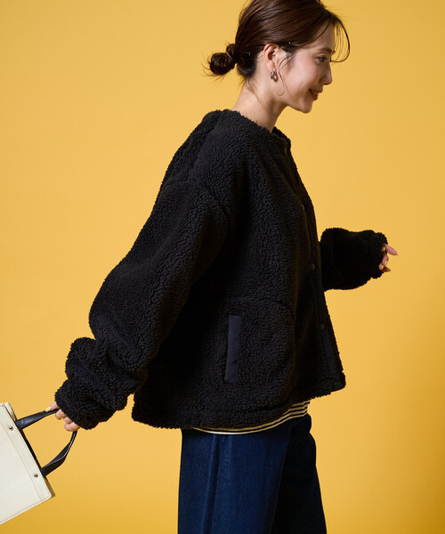 FREAK'S STORE(フリークスストア)の「限定展開 KELTY × FREAK'S STORE/ケルティ 別注 ボア スナップ ボタン カーディガン(その他アウター・レディース・ブラック/ナチュラル/オリーブ・フリ-)」の15枚目の写真