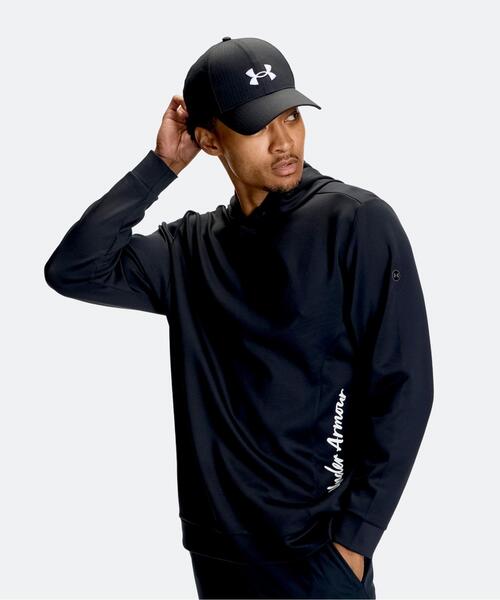 UNDER ARMOUR(アンダーアーマー)の「UAティートゥーグリーン アーマーニット ロングスリーブ フーディー(ゴルフ/メンズ)(その他トップス・メンズ・ブラック・3XL/2XL/L/XL/M)」の1枚目の写真
