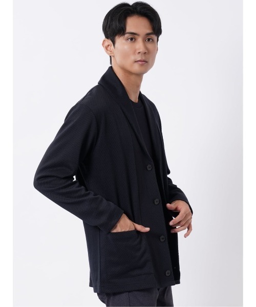 TAKA-Q(タカキュー)の「カーディガン メンズ 長袖 ストレッチ ショールカラー ボタン カットアウター ややゆったり ジャガード マルチツイル(カーディガン/ボレロ・メンズ・ネイビー/ボルドー・MEDIUM/LARGE/X-LARGE)」の14枚目の写真