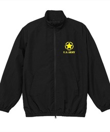 Ol' Basics(オール・ベーシックス) セットアップ対応 トラックジャケット U.S.ARMY ロゴプリント コットンライクナイロン 裏メッシュ トレーニングジャケット ナイロンジャケット ウインドブレーカー ライトアウター アメカジ ミリタリー メンズ レディース ユニセックス