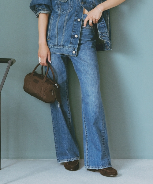OUTDOOR PRODUCTS(アウトドアプロダクツ)の「Cozue Ninomiya ex ULT DENIM TRUCKER PANTS(デニムパンツ・レディース・ブルー・34/36/38/40)」の2枚目の写真