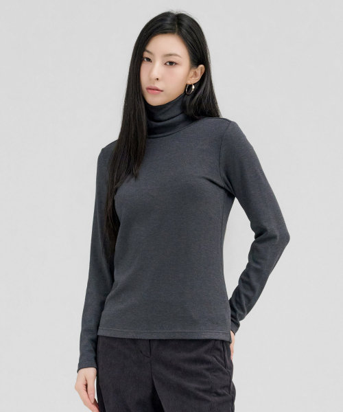 CHASECULT（チェイスカルト）の「ユニセックス エッセンシャル タートルネック 裏起毛長袖Tシャツ-FFZU5102D09（Tシャツ/カットソー・レディース・ダークグレー・90/100/95/105）」の4枚目の写真