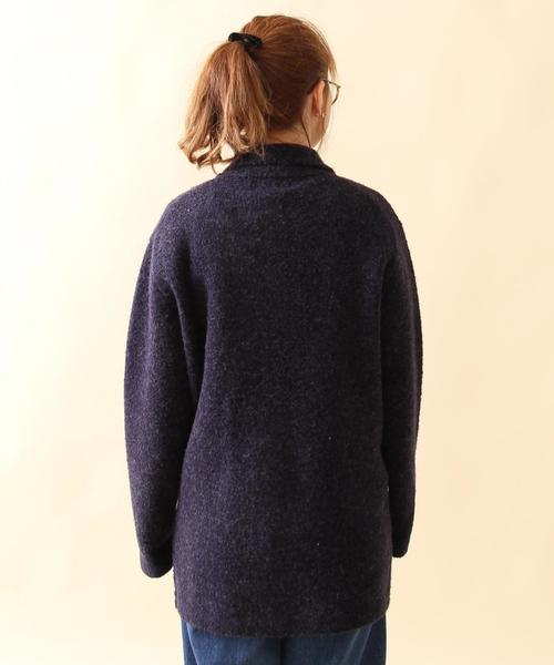 coen（コーエン）の「ループセッケツニットアウター（ピーコート・レディース・ダークグレー/ネイビー・FREE）」の10枚目の写真