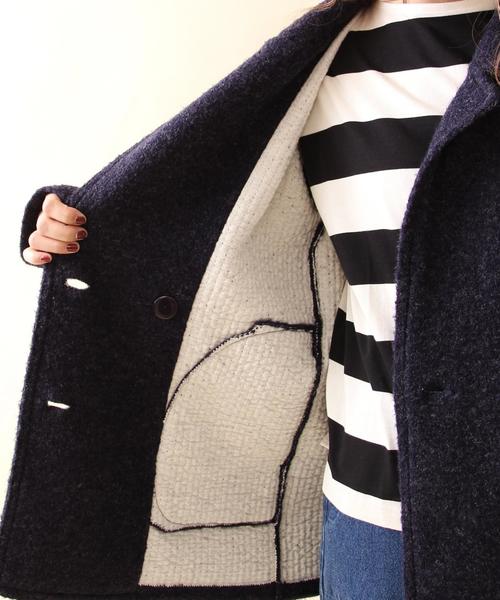 coen（コーエン）の「ループセッケツニットアウター（ピーコート・レディース・ダークグレー/ネイビー・FREE）」の15枚目の写真