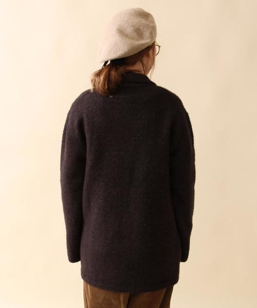 coen（コーエン）の「ループセッケツニットアウター（ピーコート・レディース・ダークグレー/ネイビー・FREE）」の3枚目の写真