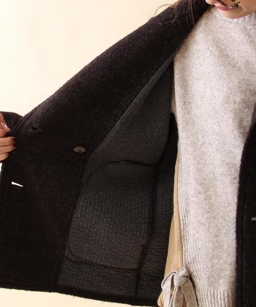 coen（コーエン）の「ループセッケツニットアウター（ピーコート・レディース・ダークグレー/ネイビー・FREE）」の6枚目の写真