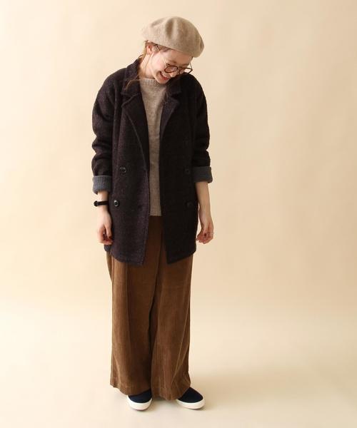 coen（コーエン）の「ループセッケツニットアウター（ピーコート・レディース・ダークグレー/ネイビー・FREE）」の5枚目の写真