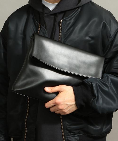 BEAUTY&YOUTH ブラックレザー クラッチバッグ BEAUTY&YOUTH UNITED ARROWS（ビューティーアンドユース ユナイテッドアローズ）の「【WEB限定】by ∴ スプリットレザー クラッチバッグ ◇（クラッチバッグ）」 - WEAR ユナイテッドアローズ クラッチバック