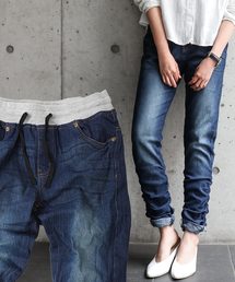 ウエストゴム美脚デニムパンツ（大きいサイズ）