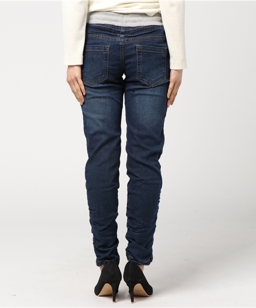 Fashion Letter（ファッションレター）の「ウエストゴム美脚デニムパンツ（大きいサイズ）（デニムパンツ・レディース・ネイビー/ブルー・M/LL/L/3L/4L）」の8枚目の写真