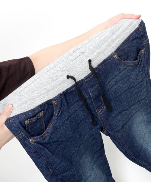 Fashion Letter（ファッションレター）の「ウエストゴム美脚デニムパンツ（大きいサイズ）（デニムパンツ・レディース・ネイビー/ブルー・M/LL/L/3L/4L）」の14枚目の写真