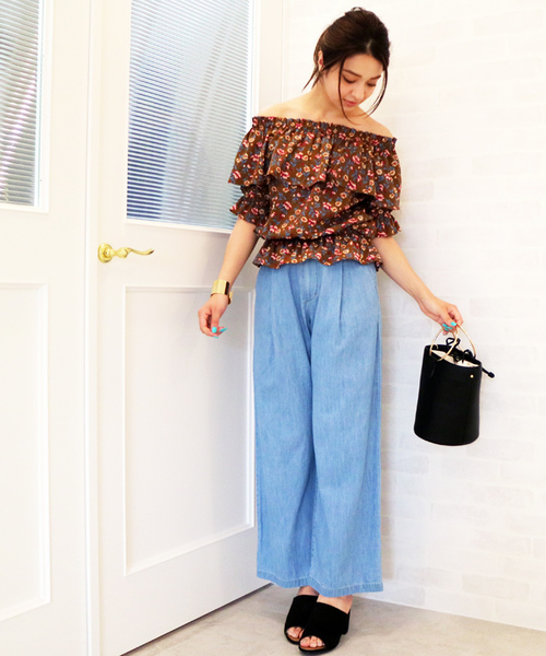 N.（N. Natural Beauty Basic）（エヌエヌナチュラルビューティーベーシック）の「◆フラワーオフショルブラウス（シャツ/ブラウス・レディース・ブラック系その他/ワイン/ベージュ系その他・MEDIUM）」の7枚目の写真