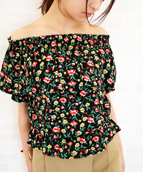 N.（N. Natural Beauty Basic）（エヌエヌナチュラルビューティーベーシック）の「◆フラワーオフショルブラウス（シャツ/ブラウス・レディース・ブラック系その他/ワイン/ベージュ系その他・MEDIUM）」の9枚目の写真