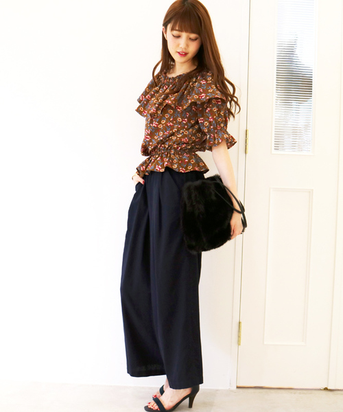 N.（N. Natural Beauty Basic）（エヌエヌナチュラルビューティーベーシック）の「◆フラワーオフショルブラウス（シャツ/ブラウス・レディース・ブラック系その他/ワイン/ベージュ系その他・MEDIUM）」の15枚目の写真