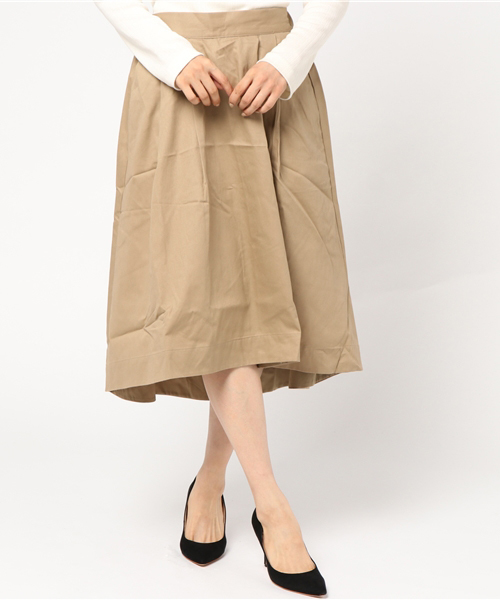 earth music&ecology（アースミュージックアンドエコロジー）の「ツイルイレヘムタックスカート（スカート・レディース・ネイビー/ベージュ/イエロー/カーキ・FREE）」の2枚目の写真