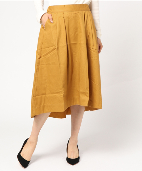 earth music&ecology（アースミュージックアンドエコロジー）の「ツイルイレヘムタックスカート（スカート・レディース・ネイビー/ベージュ/イエロー/カーキ・FREE）」の4枚目の写真