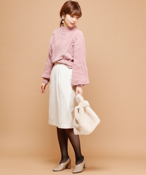 natural couture（ナチュラルクチュール）の「スカラップポケットゆるタイト（スカート・レディース・ブラック/オフホワイト/キャメル/グレー/ブラック系その他/グリーン・FREE）」の8枚目の写真