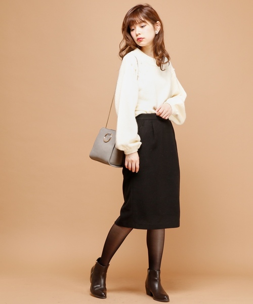 natural couture（ナチュラルクチュール）の「スカラップポケットゆるタイト（スカート・レディース・ブラック/オフホワイト/キャメル/グレー/ブラック系その他/グリーン・FREE）」の9枚目の写真