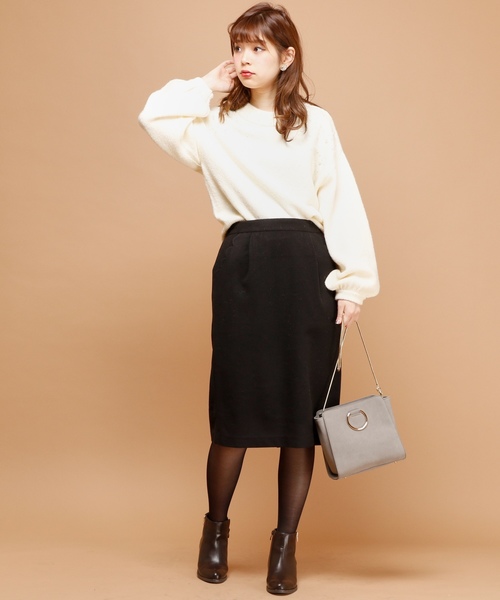 natural couture（ナチュラルクチュール）の「スカラップポケットゆるタイト（スカート・レディース・ブラック/オフホワイト/キャメル/グレー/ブラック系その他/グリーン・FREE）」の10枚目の写真