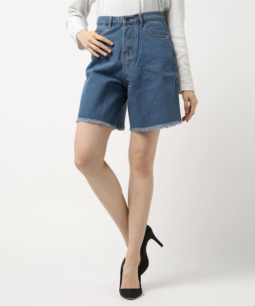 STYLEBLOCK（スタイルブロック）の「カットオフデニムショートパンツ（デニムパンツ・レディース・ブルー/ライトブルー/ダークブルー・L/M/S/XL/XS）」の3枚目の写真