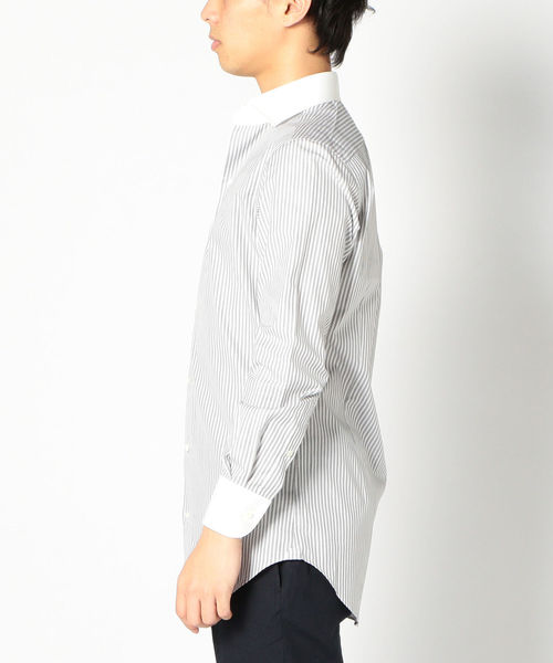 【試着のみ】SHIPS(シップス GIZAコットン ホリゾンタル カッタウエイカラー ドレスシャツS 13，200円 SALE／60%OFFSD:GIZAコットンピンストライプ