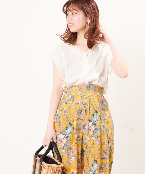 natural couture（ナチュラルクチュール）の「プチプラ・リネンフリル2WAYブラウス（シャツ/ブラウス・レディース・ブラック/ピンク/イエロー/アイボリー・FREE）」の3枚目の写真