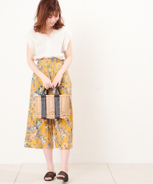 natural couture（ナチュラルクチュール）の「プチプラ・リネンフリル2WAYブラウス（シャツ/ブラウス・レディース・ブラック/ピンク/イエロー/アイボリー・FREE）」の5枚目の写真