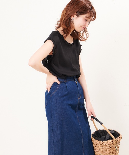 natural couture（ナチュラルクチュール）の「プチプラ・リネンフリル2WAYブラウス（シャツ/ブラウス・レディース・ブラック/ピンク/イエロー/アイボリー・FREE）」の9枚目の写真